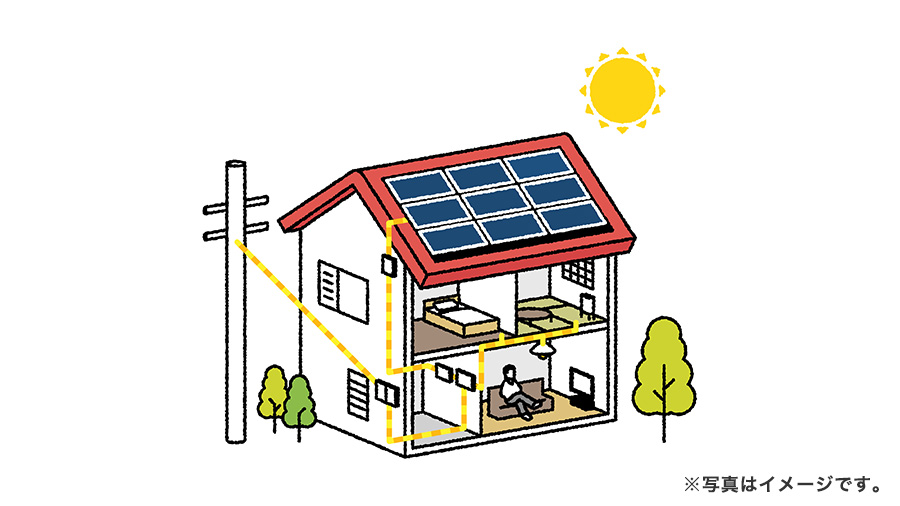 太陽光発電の仕組みを示すイラスト