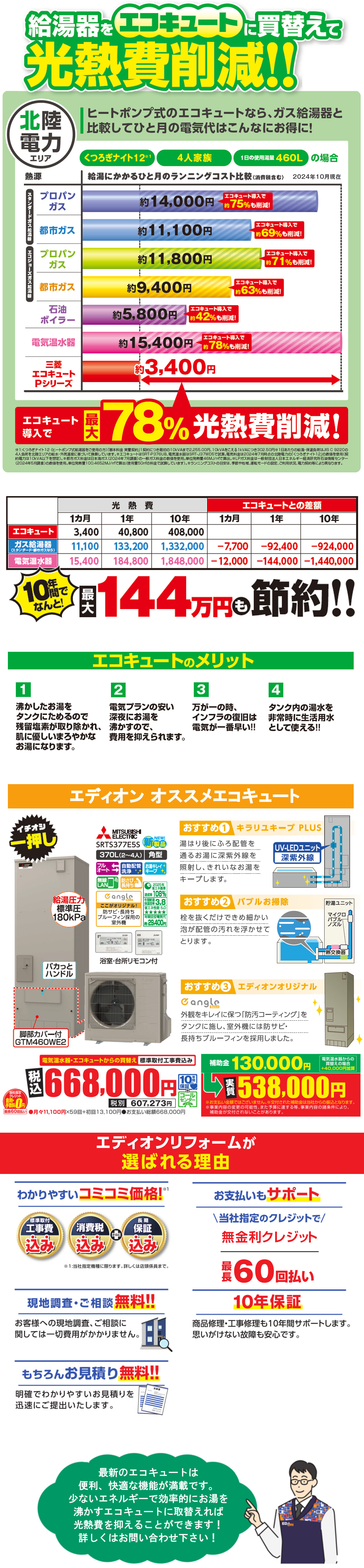 北陸電力エコキュート買い替え