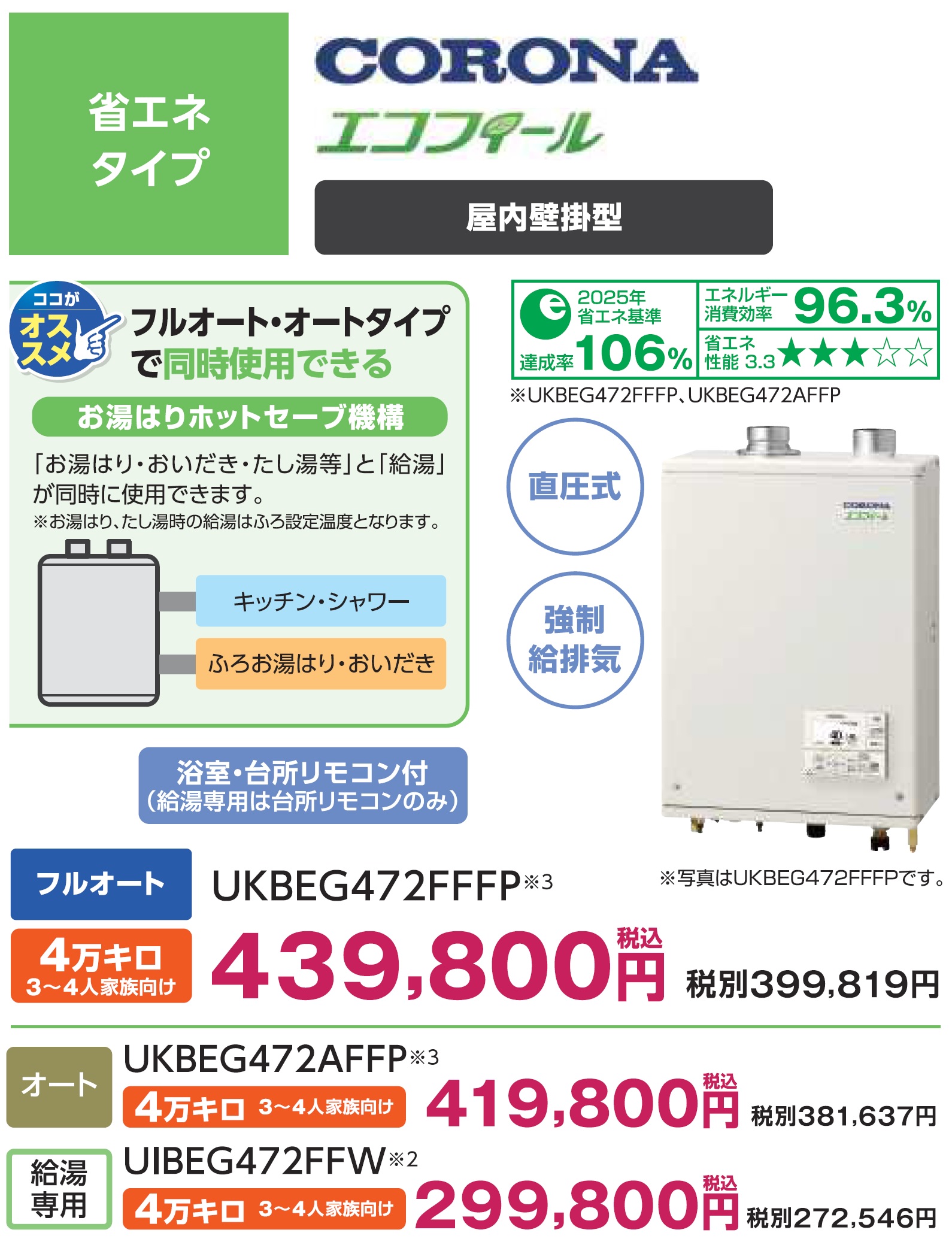 コロナ UKBEG472FFFP カタログ